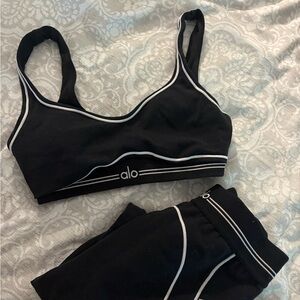 ALO Yoga Black Bralette with White Seam Detailing
